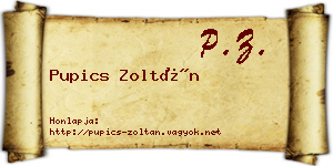 Pupics Zoltán névjegykártya